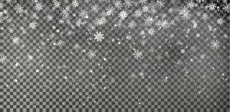 Snowflake background vector. Christmas snow fall decoration effect. Transparent pattern.