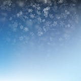 Snowflake flying, card or banner with snow elements, flakes confetti scatter. Cold weather winter symbols. EPS 10 royalty free illustration Snowflake flying, card or banner with snow elements, flakes confetti scatter. Cold weather winter symbols. EPS 10 royalty free illustration