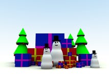 Snowman And Christmas Presents 8 Stock Photography