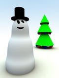 Snowman And Christmas Trees 2 Stock Photography