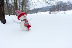 Snowman in winter landscape Royalty Free Stock Photo Snowman in winter landscape Royalty Free Stock Photo