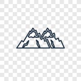 Snowy mountains concept vector linear icon isolated on transpare stock illustration Snowy mountains concept vector linear icon isolated on transpare stock illustration