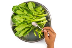 Soak vegetable in water with salt to remove pesticides residues