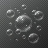 Soap bubbles. Aqua spheres blowing air foam bubble shampoo soap transparent bubbling shiny bubbly 3d isolated vector vector illustration Soap bubbles. Aqua spheres blowing air foam bubble shampoo soap transparent bubbling shiny bubbly 3d isolated vector vector illustration