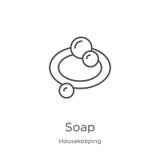 soap icon vector from housekeeping collection. Thin line soap outline icon vector illustration. Outline, thin line soap icon for stock illustration soap icon vector from housekeeping collection. Thin line soap outline icon vector illustration. Outline, thin line soap icon for stock illustration