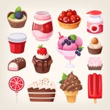 Sobremesas do doce do fruto e do chocolate ilustração do vetor Sobremesas do doce do fruto e do chocolate ilustração do vetor
