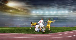 Soccer ball on the field of stadium Royalty Free Stock Photo Soccer ball on the field of stadium Royalty Free Stock Photo