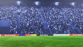 Soccer field with lights and spectors panorama 3d rendering royalty free stock image Soccer field with lights and spectors panorama 3d rendering royalty free stock image