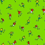 Soccer players with ball background. Seamless pattern of minima stock illustration Soccer players with ball background. Seamless pattern of minima stock illustration