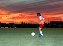 Soccer at sunset