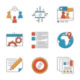 Social marketing elements line icons set vector illustration Social marketing elements line icons set vector illustration