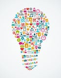 Social media icons isolated idea light bulb EPS10