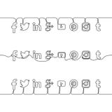 Social media icons set in continuous line drawing technique Stock Images Social media icons set in continuous line drawing technique Stock Images