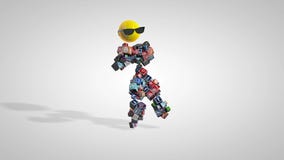 Social Network Icons, Funny Character Silly Dancing, against white, loop stock illustration Social Network Icons, Funny Character Silly Dancing, against white, loop stock illustration