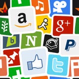 Sociale Media & van Netwerkpictogrammen Achtergrond royalty-vrije illustratie Sociale Media & van Netwerkpictogrammen Achtergrond royalty-vrije illustratie
