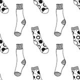 Socks. Black And White Seamless Pattern For Coloring Book And Page. Knitted Clothes. Stock Images