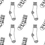Socks. Black And White Seamless Pattern For Coloring Book And Page. Knitted Clothes. Stock Photo
