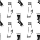 Socks. Black And White Seamless Pattern For Coloring Book And Page. Knitted Clothes. Royalty Free Stock Images