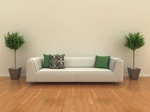 Sofá com plantas ilustração royalty free