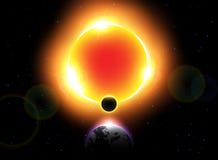 Solar Eclipse Vector . Moon move around the world and hide sunlight . vector illustration Solar Eclipse Vector . Moon move around the world and hide sunlight . vector illustration