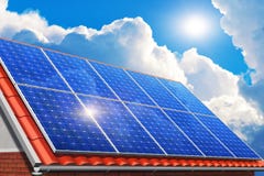 Solar panels on house roof vector illustration Solar panels on house roof vector illustration