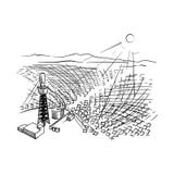Solar power station. Illustration on environmental concerns of power industry. stock illustration Solar power station. Illustration on environmental concerns of power industry. stock illustration