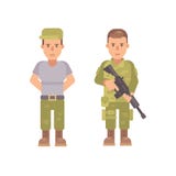Soldado en una camiseta y un casquillo Hombre en uniforme militar con un rifle libre illustration Soldado en una camiseta y un casquillo Hombre en uniforme militar con un rifle libre illustration