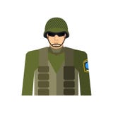 Soldat Portrait Militär in der Schutzhelm- und Flakfeuerjacke stock abbildung Soldat Portrait Militär in der Schutzhelm- und Flakfeuerjacke stock abbildung