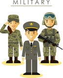 Soldatmann und -frau im unterschiedlichen Militär stock abbildung Soldatmann und -frau im unterschiedlichen Militär stock abbildung