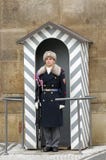 Soldier guard at the Prague Castle - landmark attraction in Prague, Czech Republic