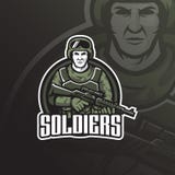 Soldier vector mascot logo design with modern illustration concept style for badge, emblem and tshirt printing. soldier stock illustration Soldier vector mascot logo design with modern illustration concept style for badge, emblem and tshirt printing. soldier stock illustration