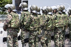 Soldiers with riot gear in bangkok stock photo Soldiers with riot gear in bangkok stock photo