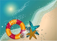 Soligt begrepp för sommarstrand, tecken, vektorbakgrund, illustration royaltyfri illustrationer Soligt begrepp för sommarstrand, tecken, vektorbakgrund, illustration royaltyfri illustrationer