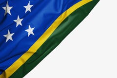 Solomon Islands flagga av tyg med copyspace för din text på vit bakgrund royaltyfri illustrationer Solomon Islands flagga av tyg med copyspace för din text på vit bakgrund royaltyfri illustrationer