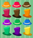 Sombreros coloridos divertidos para los trajes stock de ilustración Sombreros coloridos divertidos para los trajes stock de ilustración