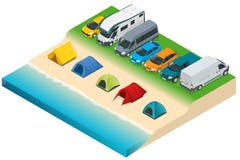 Sommarcampa och tält nära en flod eller en sjö Isometrisk illustration för plan vektor 3d semester- och feriebegrepp vektor illustrationer Sommarcampa och tält nära en flod eller en sjö Isometrisk illustration för plan vektor 3d semester- och feriebegrepp vektor illustrationer