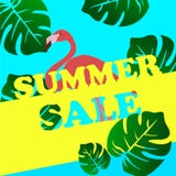 Sommarförsäljningsbaner med flamingo och tropisk sidabakgrund vektor illustrationer Sommarförsäljningsbaner med flamingo och tropisk sidabakgrund vektor illustrationer