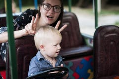 Mother And Son Fool Around In The Park Stock Image - Image ...