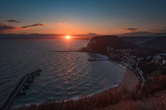 Sonnenuntergang an Kavarna-Strand, Bulgarien stockbild Sonnenuntergang an Kavarna-Strand, Bulgarien stockbild