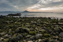 Sonnenuntergangansicht von Sanho-Strand Seobinbaeksa bei Udo Island Cow Island stockfoto Sonnenuntergangansicht von Sanho-Strand Seobinbaeksa bei Udo Island Cow Island stockfoto