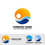 Sonnenuntergangstrandlogo vektor abbildung Sonnenuntergangstrandlogo vektor abbildung