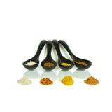 Soort vier kruiden in de ceramische lepel royalty-vrije stock fotografie Soort vier kruiden in de ceramische lepel royalty-vrije stock fotografie