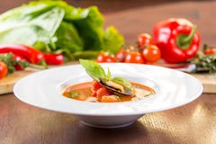 Sopa do tomate do marisco foto de stock royalty free Sopa do tomate do marisco foto de stock royalty free
