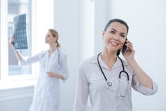 Sophisticated practitioner using modern gadget at the medical lab royalty free stock images Sophisticated practitioner using modern gadget at the medical lab royalty free stock images