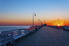 Sopot-Pier bei Sonnenaufgang Stockbilder Sopot-Pier bei Sonnenaufgang Stockbilder