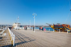 View of the longest wooden pier in Europe. The Sopot Pier was built in 1827 royalty free stock photography View of the longest wooden pier in Europe. The Sopot Pier was built in 1827 royalty free stock photography