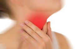 Sore throat, shown red, keep handed royalty free stock photos Sore throat, shown red, keep handed royalty free stock photos