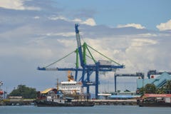 Quay crane or ship to shore STS on sorong harbor platform