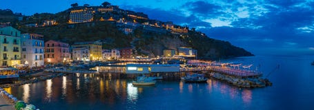 Panoramic night view of Marina grande in Sorrento, Italy royalty free stock photography Panoramic night view of Marina grande in Sorrento, Italy royalty free stock photography