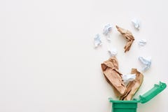 Cropped photo of paper trash. Crumple paper falling to the recycling bin stock images Cropped photo of paper trash. Crumple paper falling to the recycling bin stock images